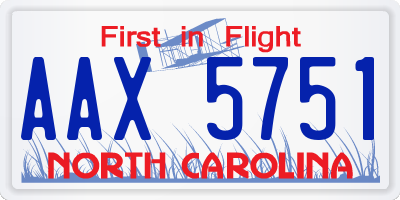 NC license plate AAX5751