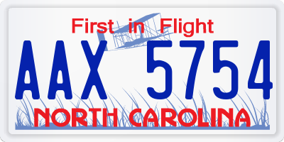 NC license plate AAX5754