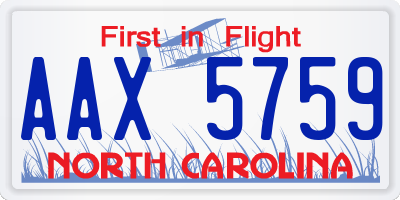 NC license plate AAX5759