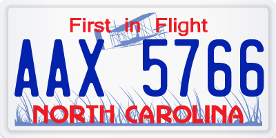 NC license plate AAX5766