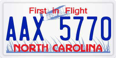 NC license plate AAX5770
