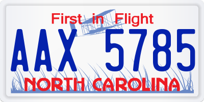 NC license plate AAX5785