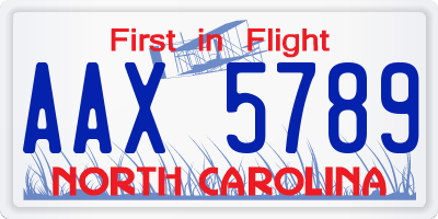 NC license plate AAX5789