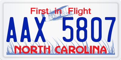 NC license plate AAX5807