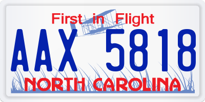 NC license plate AAX5818