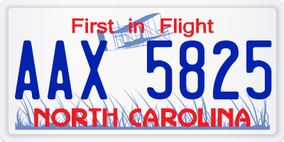 NC license plate AAX5825