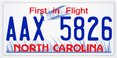 NC license plate AAX5826