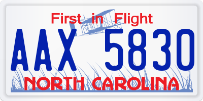 NC license plate AAX5830