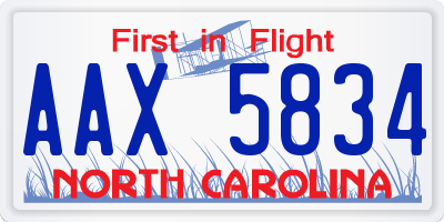 NC license plate AAX5834