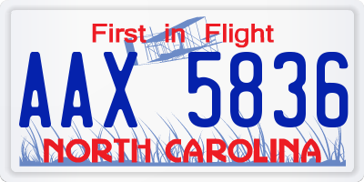 NC license plate AAX5836