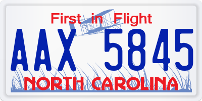 NC license plate AAX5845