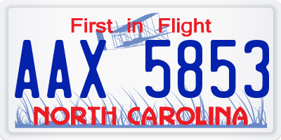 NC license plate AAX5853