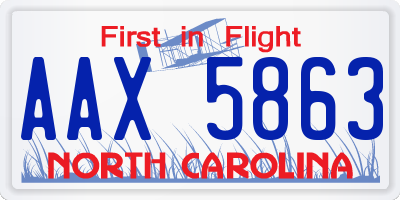 NC license plate AAX5863