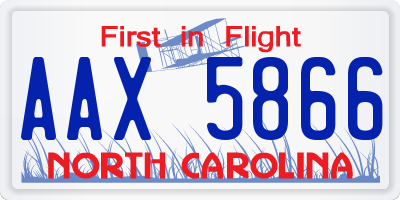 NC license plate AAX5866