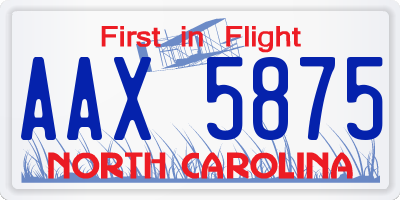 NC license plate AAX5875