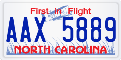 NC license plate AAX5889