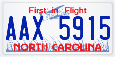 NC license plate AAX5915