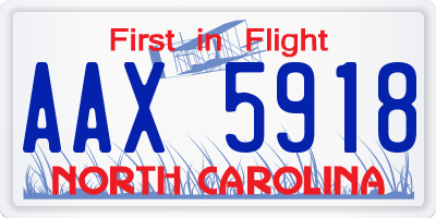 NC license plate AAX5918