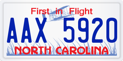 NC license plate AAX5920