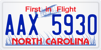 NC license plate AAX5930