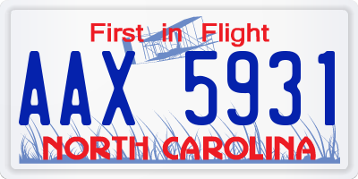 NC license plate AAX5931