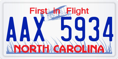 NC license plate AAX5934