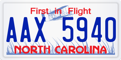 NC license plate AAX5940