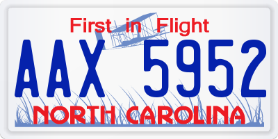 NC license plate AAX5952