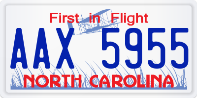 NC license plate AAX5955