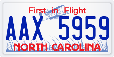 NC license plate AAX5959