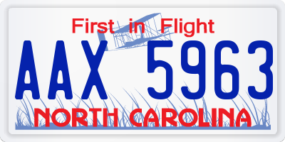 NC license plate AAX5963