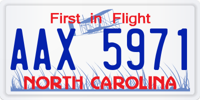 NC license plate AAX5971