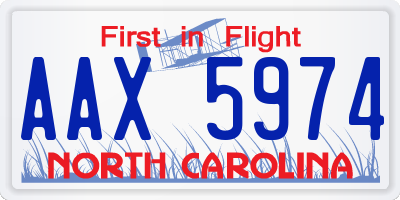 NC license plate AAX5974