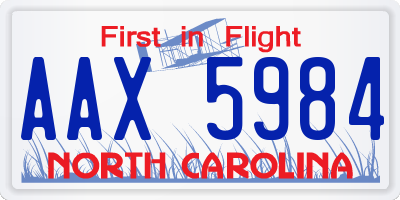 NC license plate AAX5984