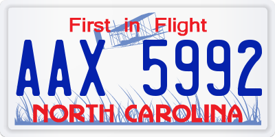 NC license plate AAX5992
