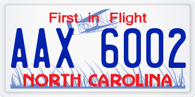 NC license plate AAX6002