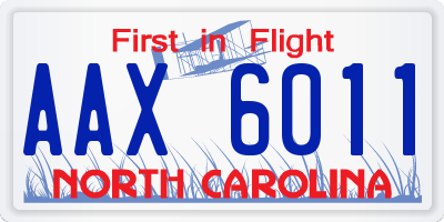 NC license plate AAX6011