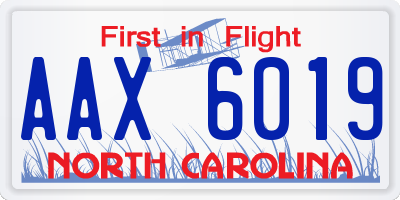 NC license plate AAX6019