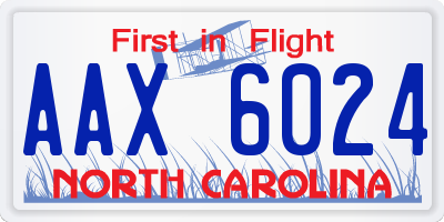 NC license plate AAX6024