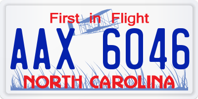NC license plate AAX6046