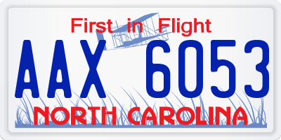 NC license plate AAX6053