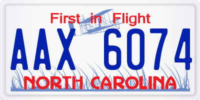 NC license plate AAX6074