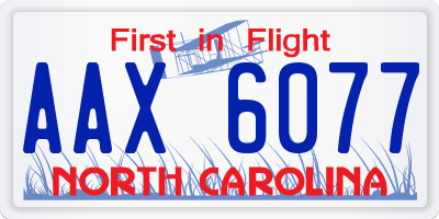 NC license plate AAX6077