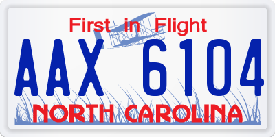 NC license plate AAX6104