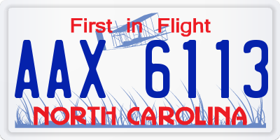 NC license plate AAX6113