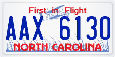 NC license plate AAX6130