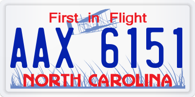 NC license plate AAX6151