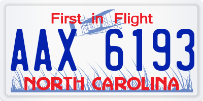 NC license plate AAX6193