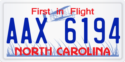 NC license plate AAX6194