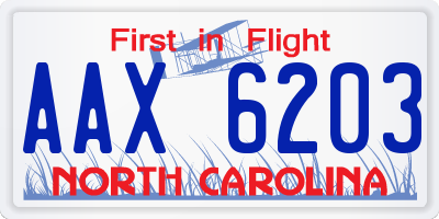 NC license plate AAX6203